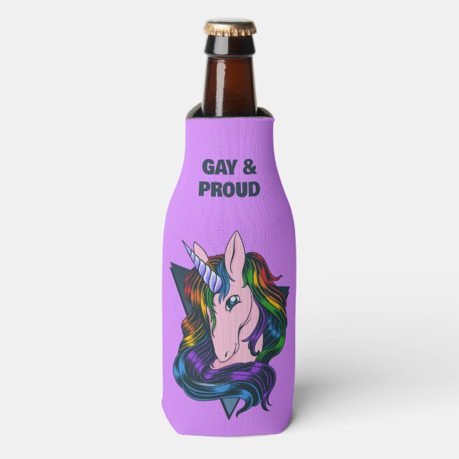 Rafraichisseur De Bouteilles Nom personnalisé et texte Gay licorne (Bottle Devant)