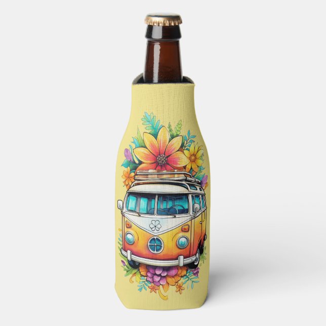 Rafraichisseur De Bouteilles Nom personnalisé Hippie Van (Bottle Devant)