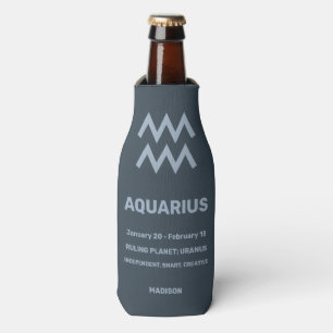 Rafraichisseur De Bouteilles Nom personnalisé / Texte Symbole zodiaque Aquarius