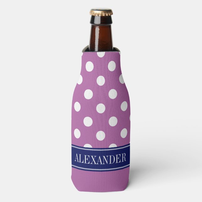 Rafraichisseur De Bouteilles Orchidée violet LG Polka Dot CB Nom de la marine M (Bottle Devant)