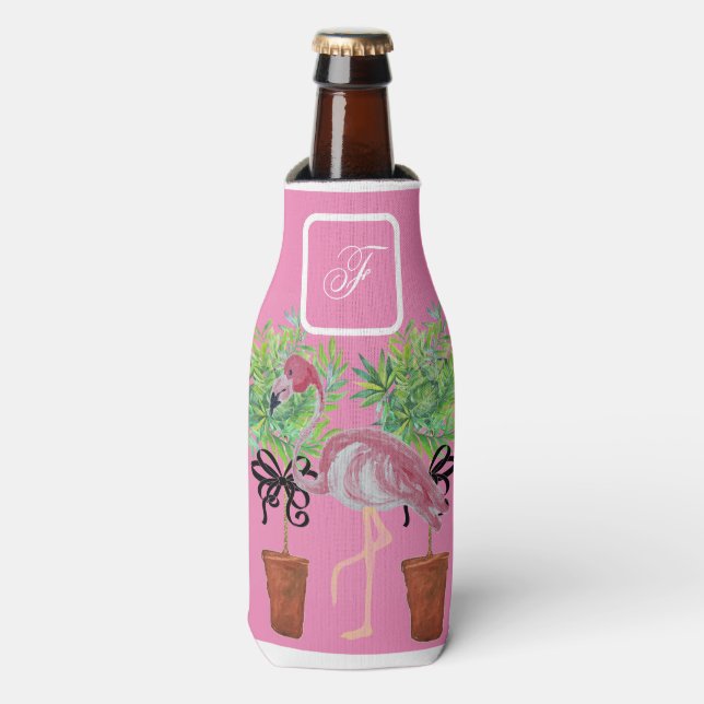 Rafraichisseur De Bouteilles Palm Tree Flamant rose rose Flamants roses Can (Bottle Devant)