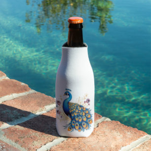 Rafraichisseur De Bouteilles Paon avec des fleurs violettes