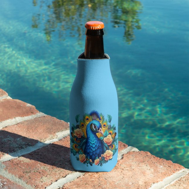 Rafraichisseur De Bouteilles Paon avec roses pêche (Piscine in situ)