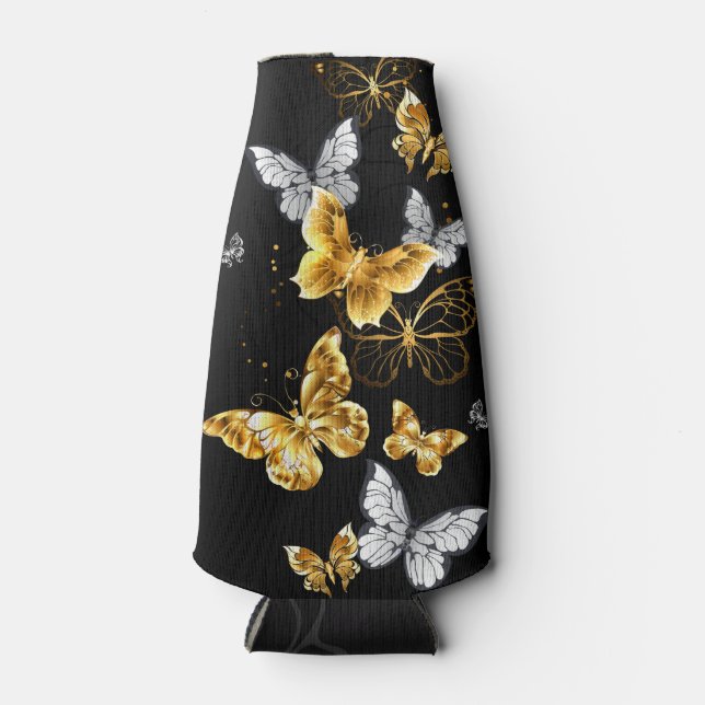 Rafraichisseur De Bouteilles Papillons blancs et dorés (Devant)