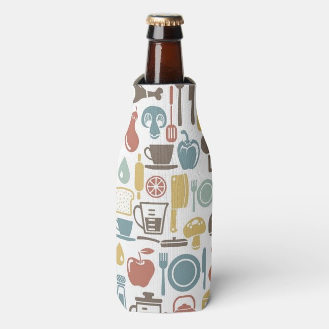Rafraichisseur De Bouteilles Pattern with cooking icons (Bottle Devant)