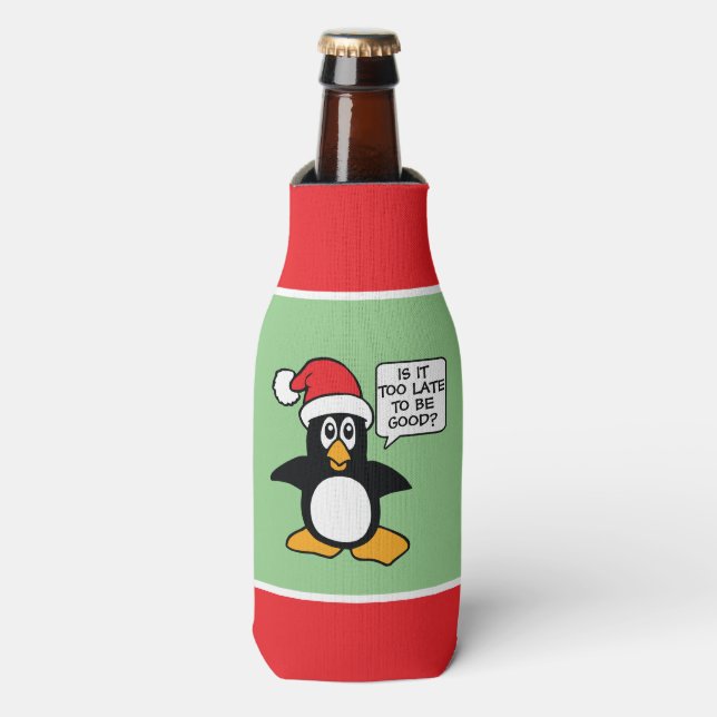 Rafraichisseur De Bouteilles Pingouin de Noël est-il trop tard pour être bon (Bottle Devant)