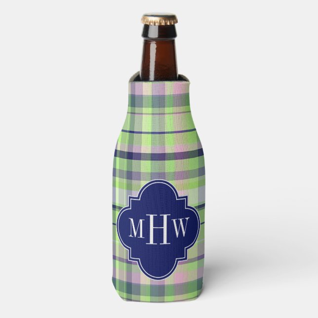 Rafraichisseur De Bouteilles Pistachio Marine rose What Preppy Madras Monogramm (Bottle Devant)