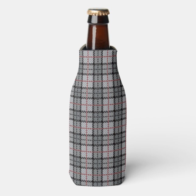 Rafraichisseur De Bouteilles Pixel Plaid à Grey with Red Stripe (Bottle Devant)