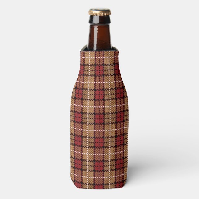 Rafraichisseur De Bouteilles Pixel Plaid en rouge et or (Bottle Devant)