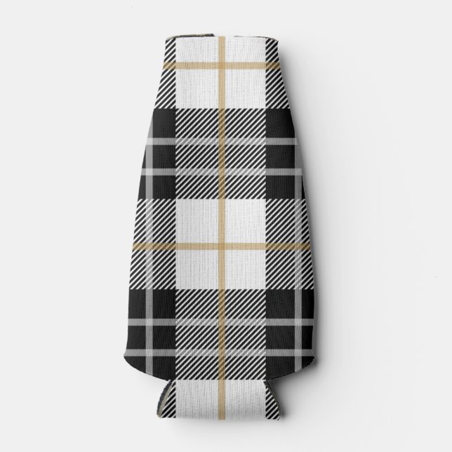 Rafraichisseur De Bouteilles Plaid personnalisé noir et blanc peut refroidir (Devant)