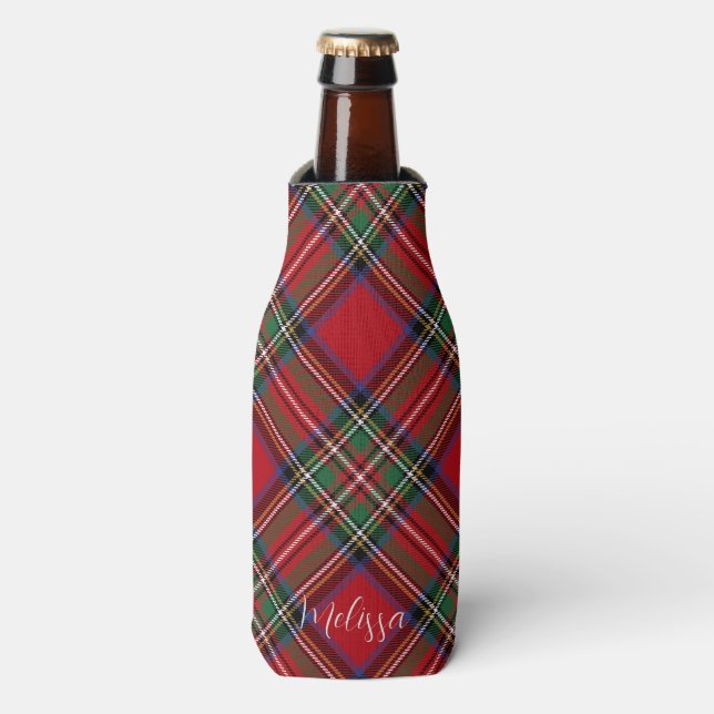 Rafraichisseur De Bouteilles Plaid Rustic Classic Stewart Tartan Personnalisé (Bottle Devant)
