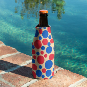 Rafraichisseur De Bouteilles Points Rouges Et Bleus Sur Brun