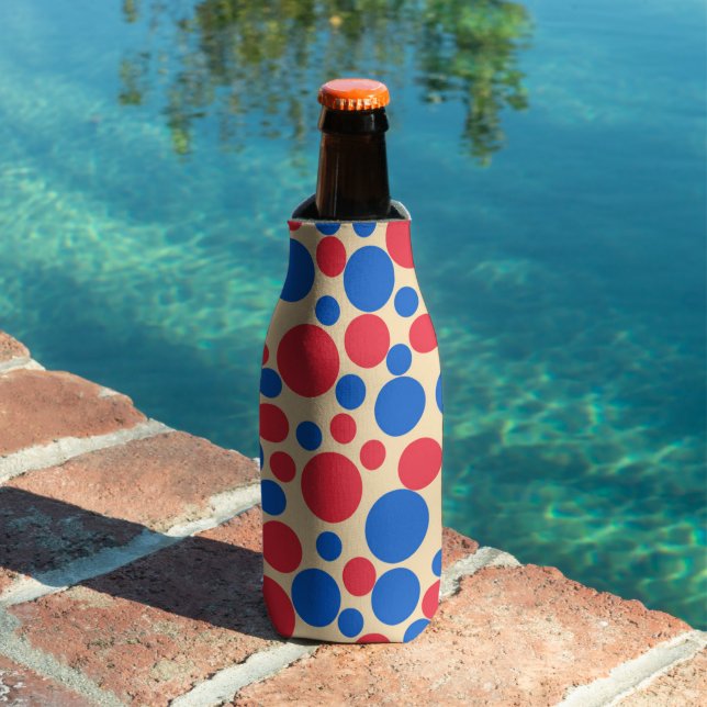 Rafraichisseur De Bouteilles Points Rouges Et Bleus Sur Brun  (Piscine in situ)