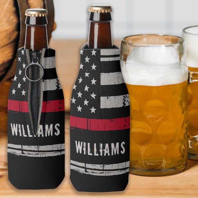 Rafraichisseur De Bouteilles Pompier personnalisé Mince ligne rouge (Créateur téléchargé)