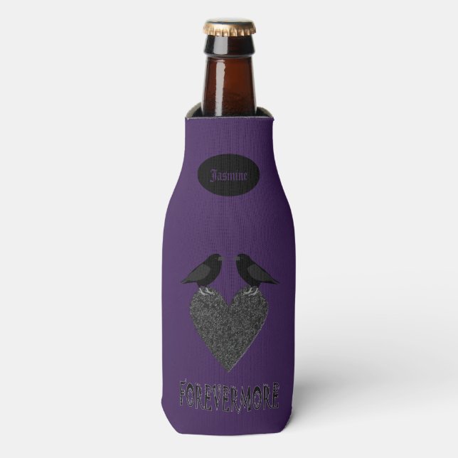 Rafraichisseur De Bouteilles Ravens gothiques et Black Heart Custom (Bottle Devant)