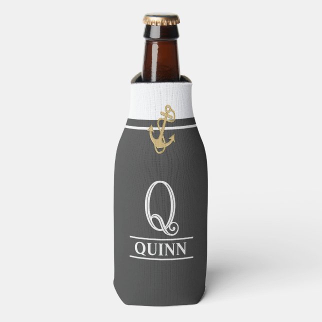 Rafraichisseur De Bouteilles Refroidisseur de bouteille monogrammé gris foncé n (Bottle Devant)