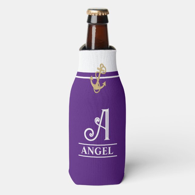 Rafraichisseur De Bouteilles Refroidisseur de bouteille monogrammé violet (Bottle Devant)