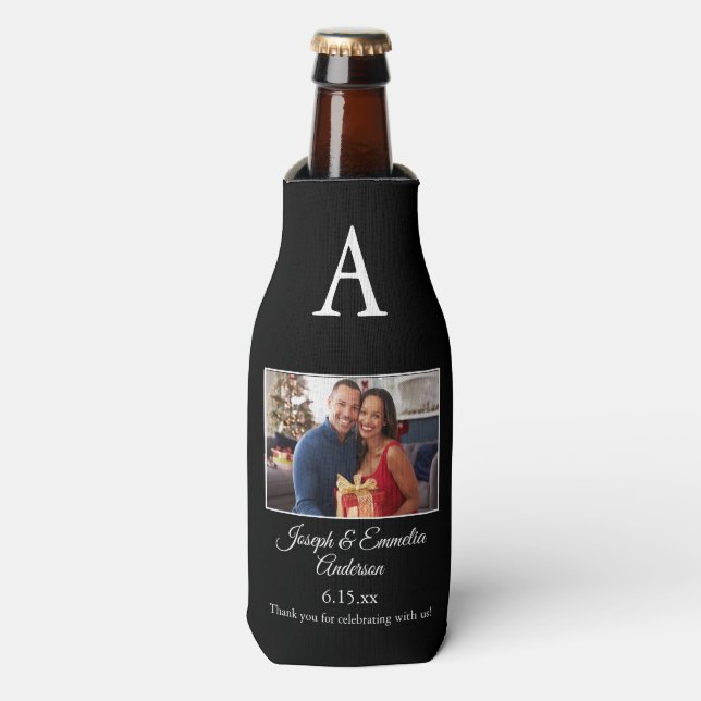 Rafraichisseur De Bouteilles Refroidisseur de bouteille photo pour mariage noir (Bottle Devant)