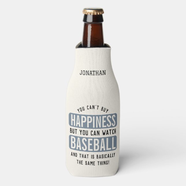 Rafraichisseur De Bouteilles Regarder le baseball est le bonheur Drôle Baseball (Bottle Devant)