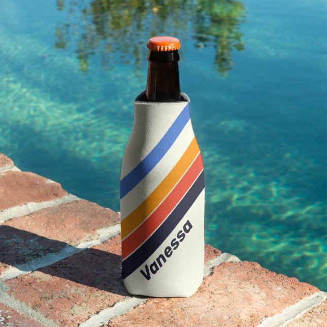 Rafraichisseur De Bouteilles Rétro cinq Rayures avec Nom et Initiale (Piscine in situ)