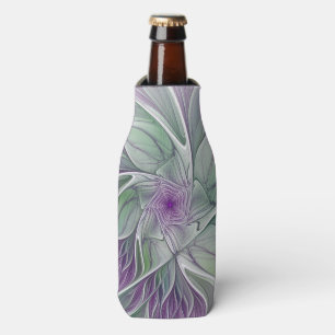 Rafraichisseur De Bouteilles Rêve de fleurs, Abstrait violet vert Fractal Art