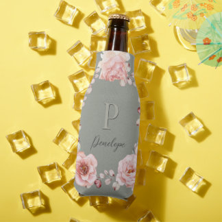 Rafraichisseur De Bouteilles Rose d'aquarelle Wreath personnalisée | Vert sage