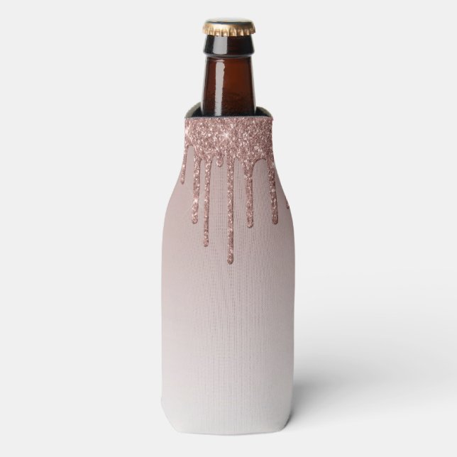Rafraichisseur De Bouteilles Rose Gold Glitter Liquide Drips (Bottle Devant)