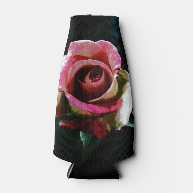 Rafraichisseur De Bouteilles Rose rouge peinte à l'huile (Devant)