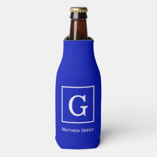 Rafraichisseur De Bouteilles Royal Bleu Blanc encadré Monogramme initial