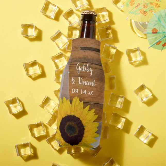 Rafraichisseur De Bouteilles Rustic Sunflower and Veil Country Wedding Favor (Été in situ)