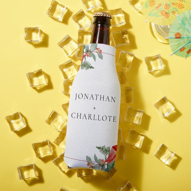 Rafraichisseur De Bouteilles Rustic Winter Poinsettia Red Christmas Wedding (Été in situ)