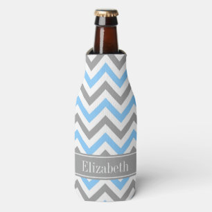 Rafraichisseur De Bouteilles Sky Blue Dk Gray Wht LG Chevron Gray Name Monogram