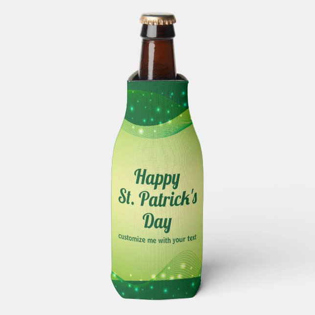Rafraichisseur De Bouteilles St. Patrick's Day Party Cute Custom Green Sparkle (Bottle Devant)