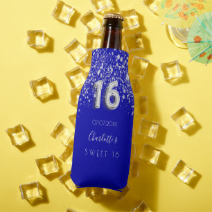 Rafraichisseur De Bouteilles Sweet 16 royal bleu argent nom de poussière de par
