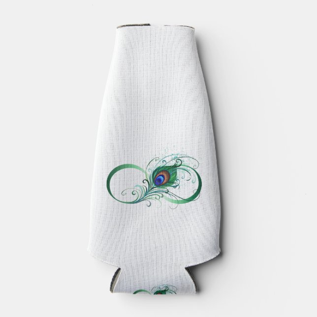 Rafraichisseur De Bouteilles Symbole d'infini avec plume de paon (Devant)