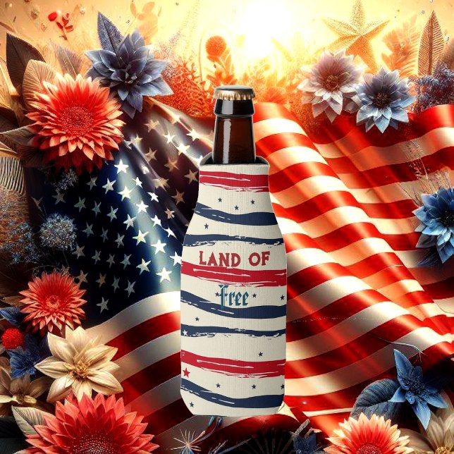 Rafraichisseur De Bouteilles Terre De L'Indépendance Américaine Libre Shabby Ch (Land Of Free American Independence Day Shabby Chic Bottle Cooler)