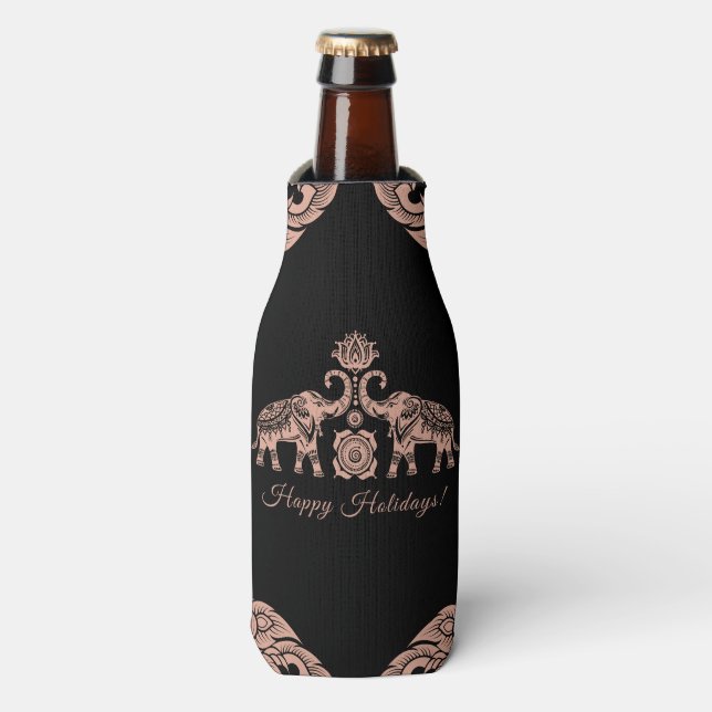 Rafraichisseur De Bouteilles Thaïlande Elephant Joyeux Vacances Cadeau rose et  (Bottle Devant)