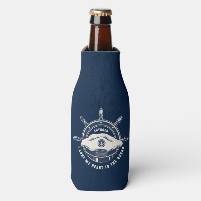 Rafraichisseur De Bouteilles Thème Nautique Bleu Marine (Bottle Devant)