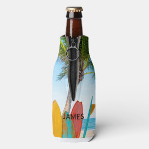 Rafraichisseur De Bouteilles Tropical Surfboard Beach Nom personnalisé