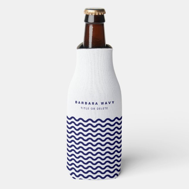 Rafraichisseur De Bouteilles Vague nautique Marine Bleu tendance Simple Design  (Bottle Devant)
