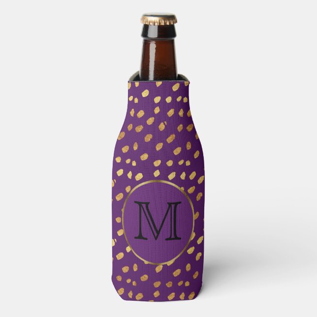 Rafraichisseur De Bouteilles Violet pourpre et monogramme or (Bottle Devant)