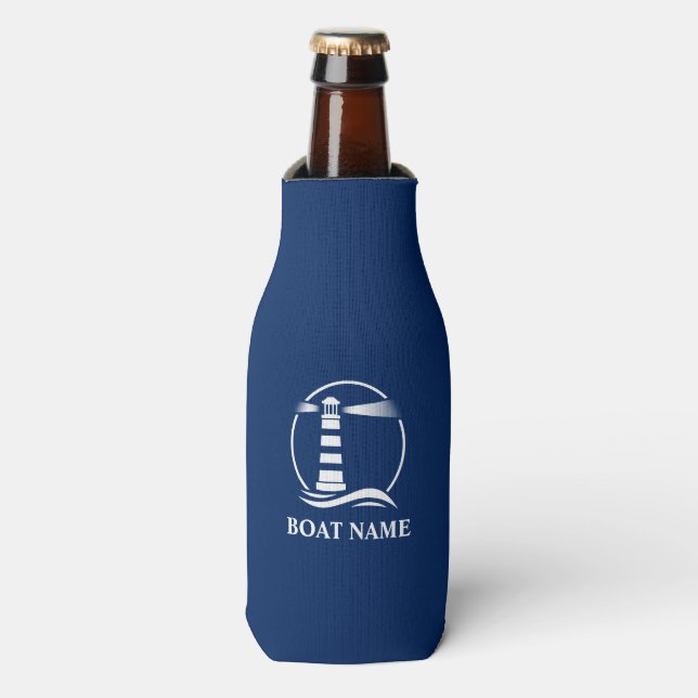 Rafraichisseur De Bouteilles Votre nom ou nom de bateau Phare classique nautiqu (Bottle Devant)