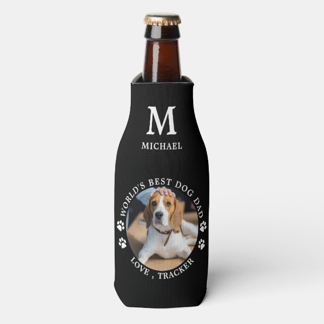 Rafraichisseur De Bouteilles World Best Chien Papa Personnaliser Monogram Photo (Bottle Devant)
