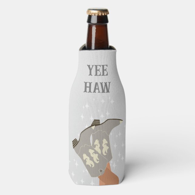 Rafraichisseur De Bouteilles Yee Haw Western Rodeo Boot Cowboy Gris (Bottle Devant)