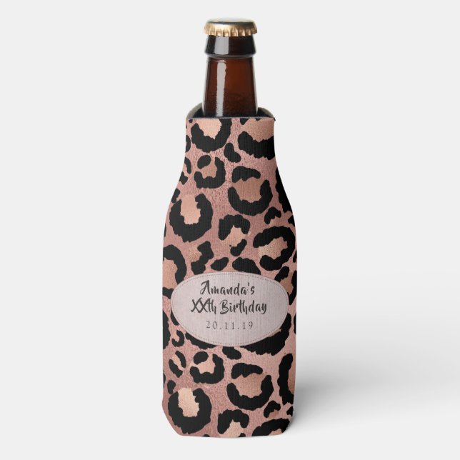 Rafraichisseur De Bouteilles Zones de léopard rose Gold Foil (Bottle Devant)