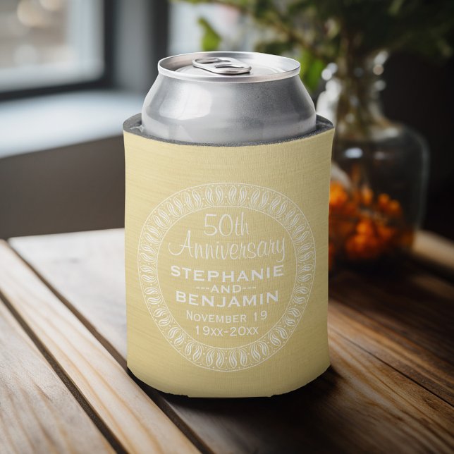 Rafraichisseur De Cannettes 50e anniversaire du Mariage Or personnalisé (Personalized Can Cooler - Add Your name for a great wedding anniversary party favor)