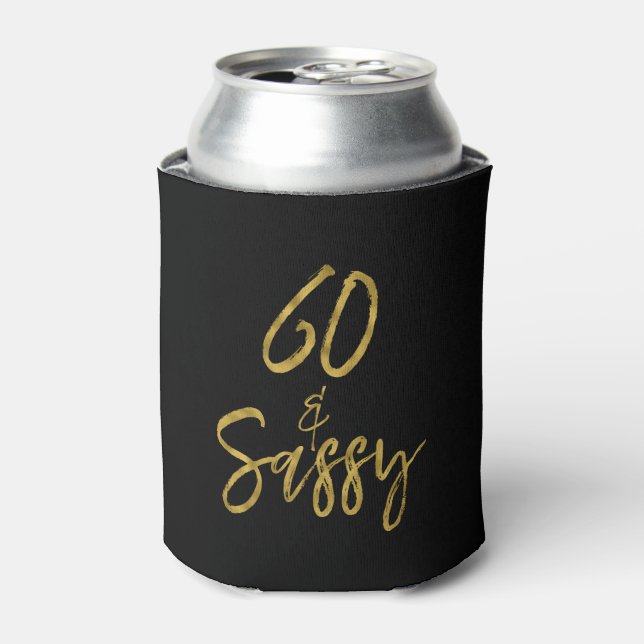 Rafraichisseur De Cannettes 60 et Sassy Gold Foil Anniversaire Can Cooler (Can devant)