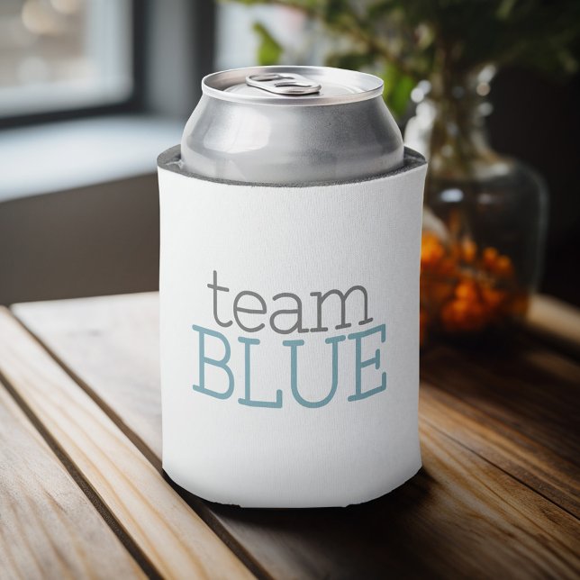 Rafraichisseur De Cannettes Baby shower de révélation de genre - Team Blue (Personalized Can Cooler - Add Custom Text or Name)