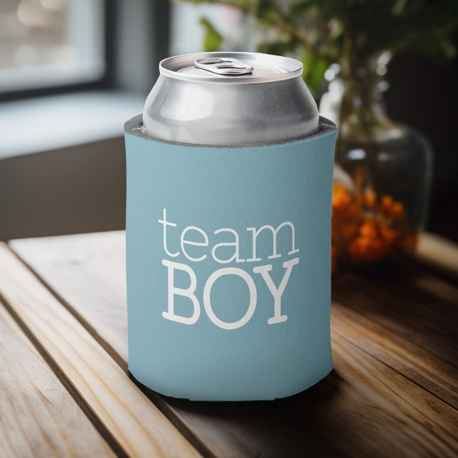 Rafraichisseur De Cannettes Baby shower de révélation de genre - Team Blue Boy (Personalized Can Cooler - Add Custom Text or Name)