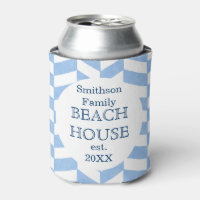 Beach House Blue White Herringbone | Nom personnal
